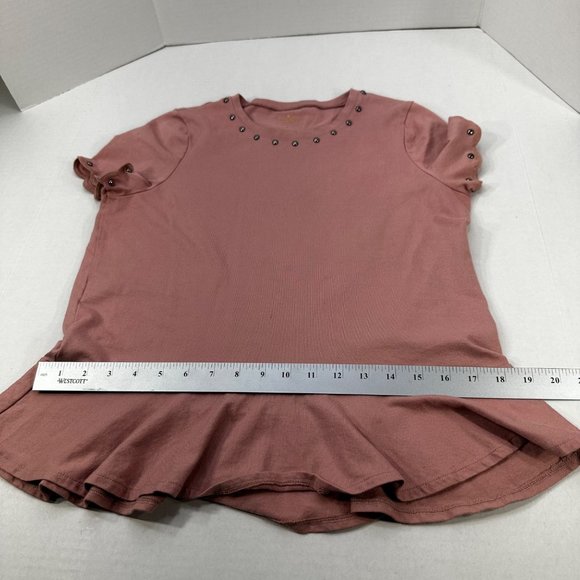 Kate Spade New York Women's Size Small Short Sleeve Top Studded Brown Preowned - Picture 9 of 11